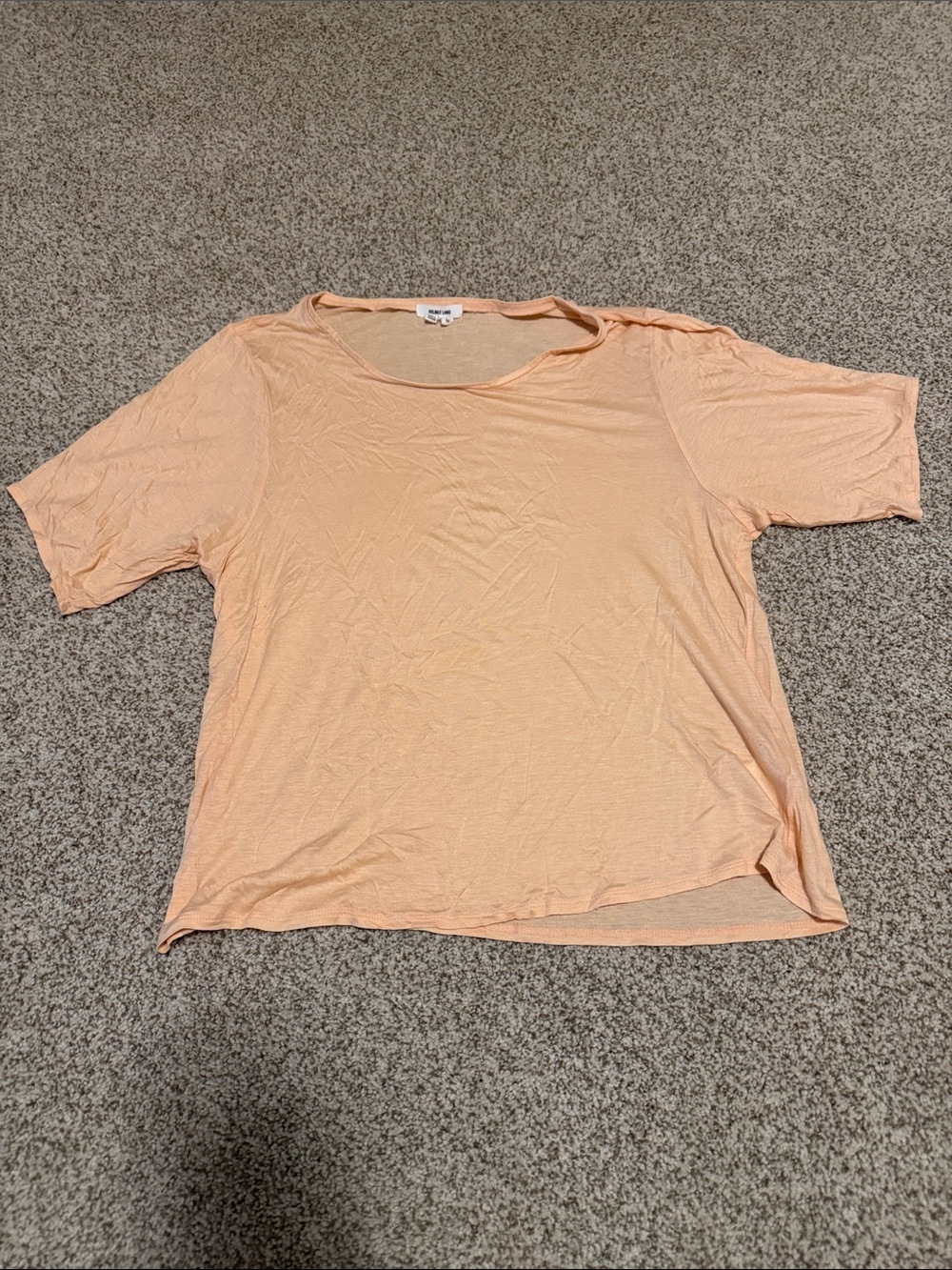 Helmut Lang Peach Short Sleeve Scoop Neck Tee